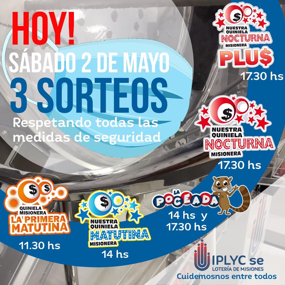 Con 3 Sorteos Diarios Hoy Sabado 2 De Mayo Vuelve La Quiniela Del Iplyc I P Lyc S E Misiones I P Lyc S E Misiones