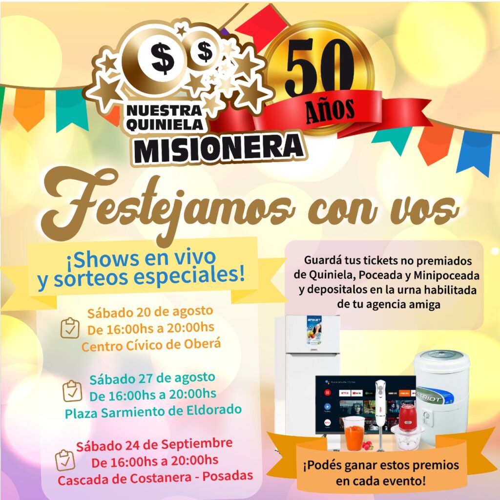 50 años de la Quiniela Misionera, shows en vivo y sorteos especiales