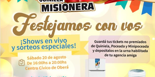 50 años de la Quiniela Misionera, shows en vivo y sorteos especiales