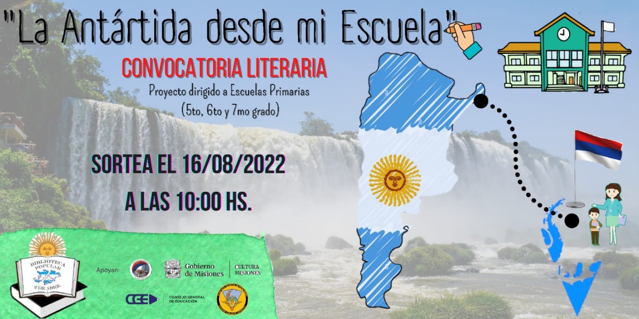 afiche convocatoria literaria: La Antártida desde mi Escuela