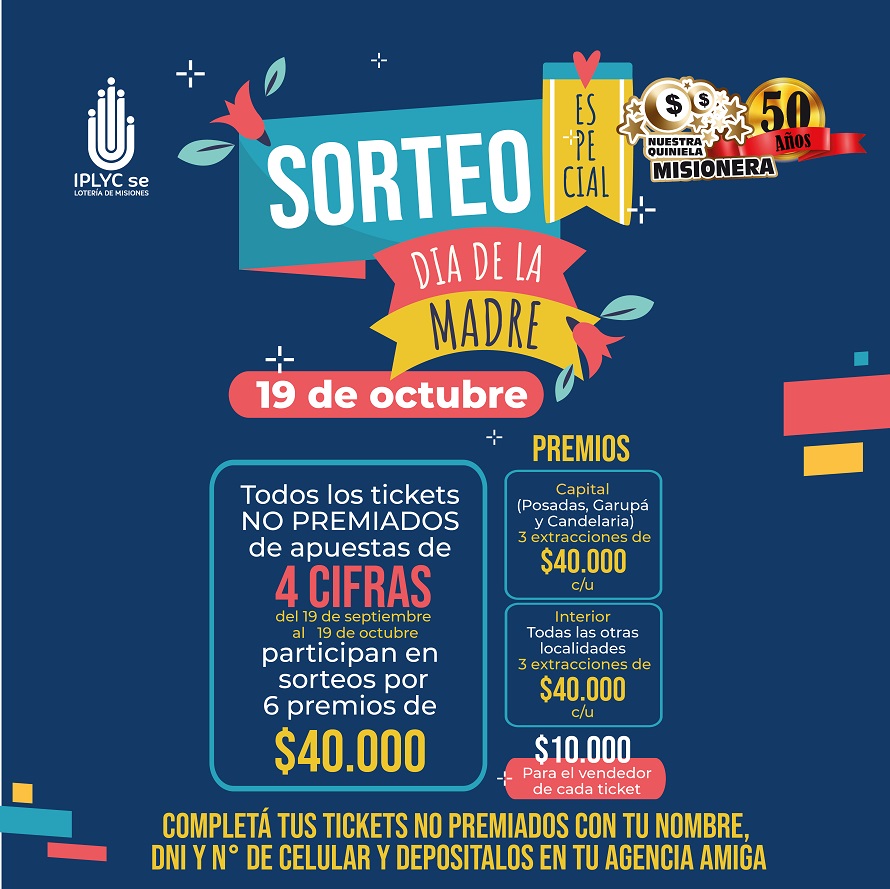 Día de la madre sorteo especial de tíckets no premiados