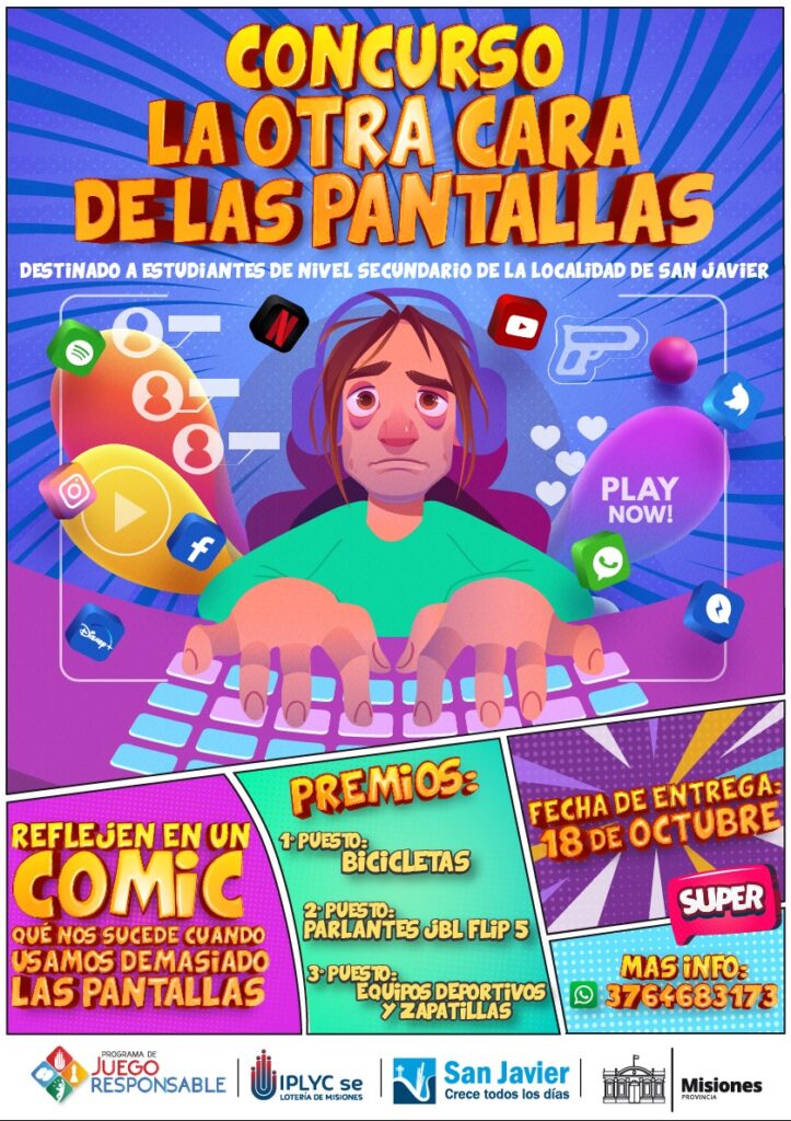 concurso: La otra cara de las pantallas. Destinado a estudiantes de secundaria de San Javier. Info al whatsapp: 3764 683173.