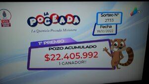 un ganador del pozo de la Quiniela Poceada con 22.405.992 pesos