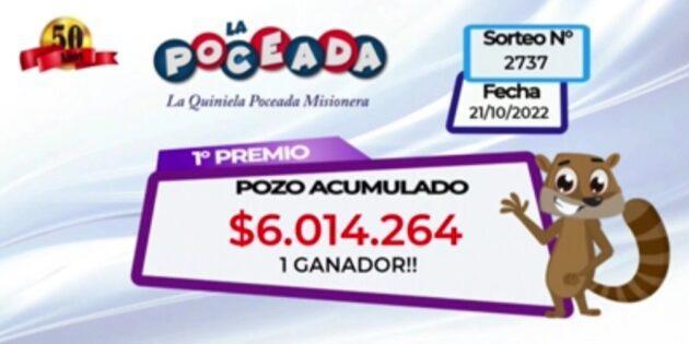 un ganador del pozo de la Quiniela Poceada con 6.014.264 de pesos