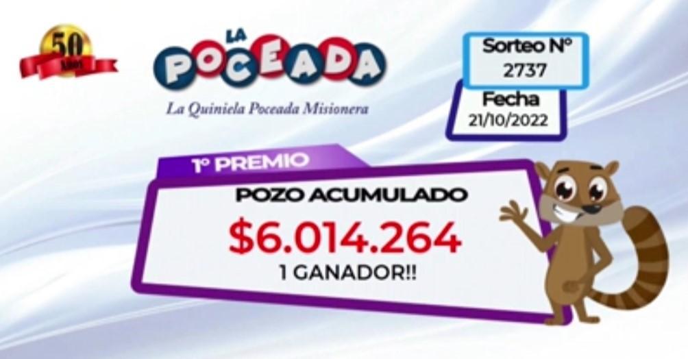 un ganador del pozo de la Quiniela Poceada con 6.014.264 de pesos