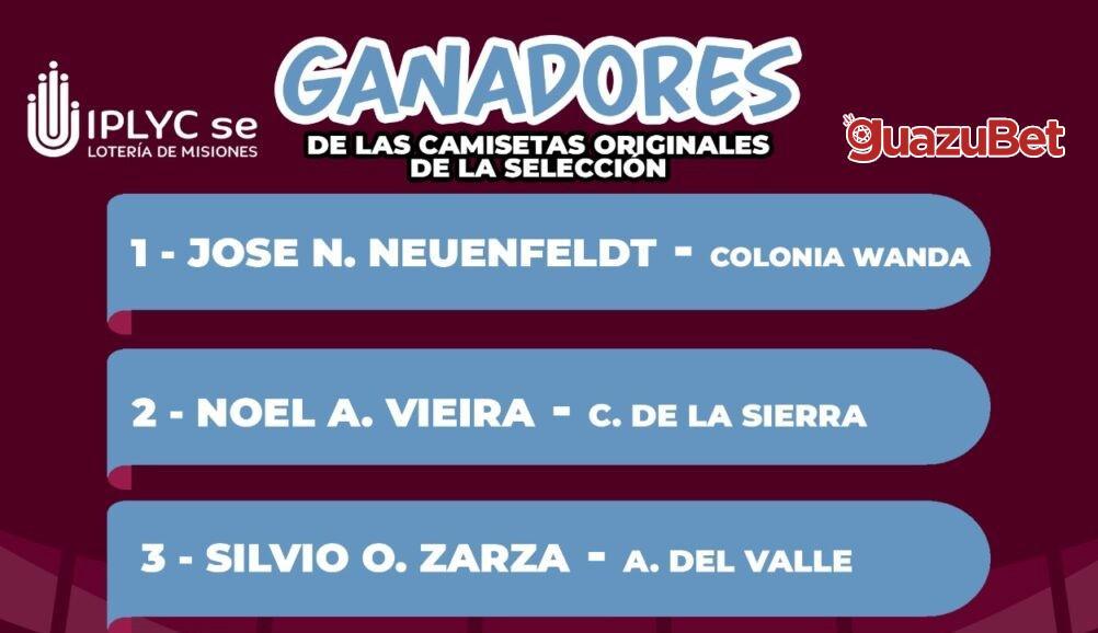 ganadores del primer sorteo de camisetas de Guazubet