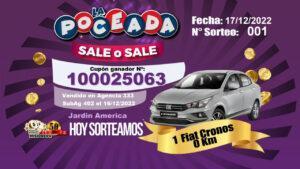 cupón número 100025063, ganador del sorteo especial de la Poceada