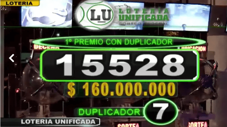 captura de pantalla del sorteo muestra el número ganador y premio correspondiente
