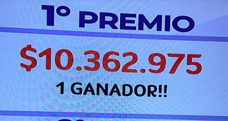 captura de pantalla de la búsqueda de ganadores indica 1 ganador del primer premio