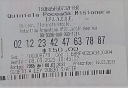 foto del ticket con la apuesta ganadora