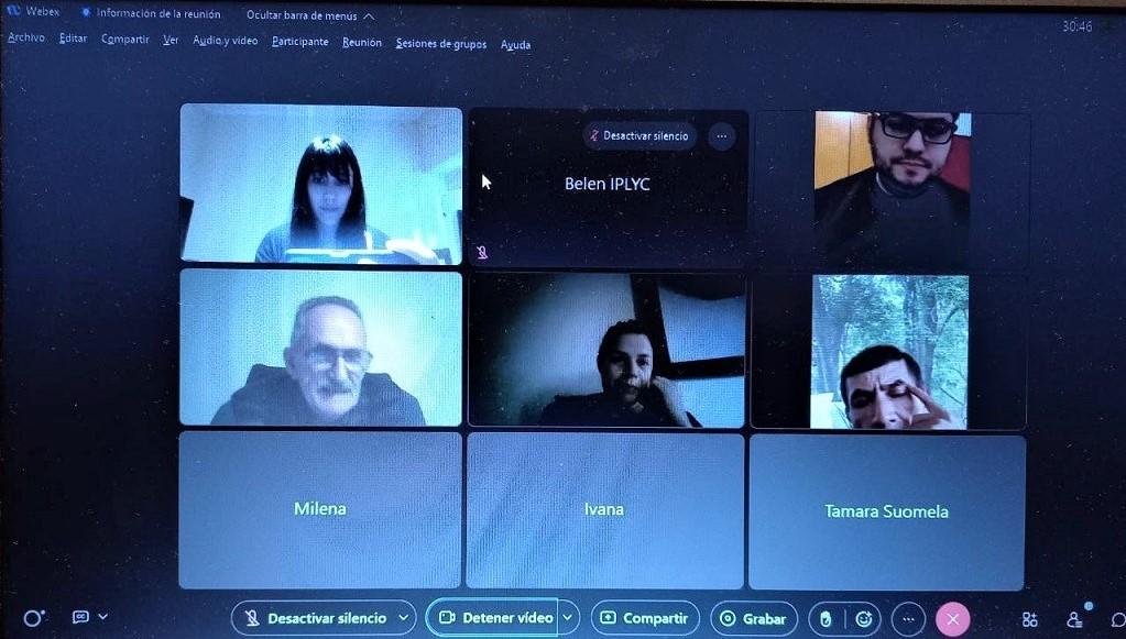 Captura de pantalla: participantes del curso virtual sobre Entrevista motivacional en la plataforma Webex.