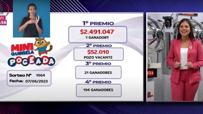 Captura de pantalla del sistema de búsqueda de ganadores del sorteo de la Mini Poceada.