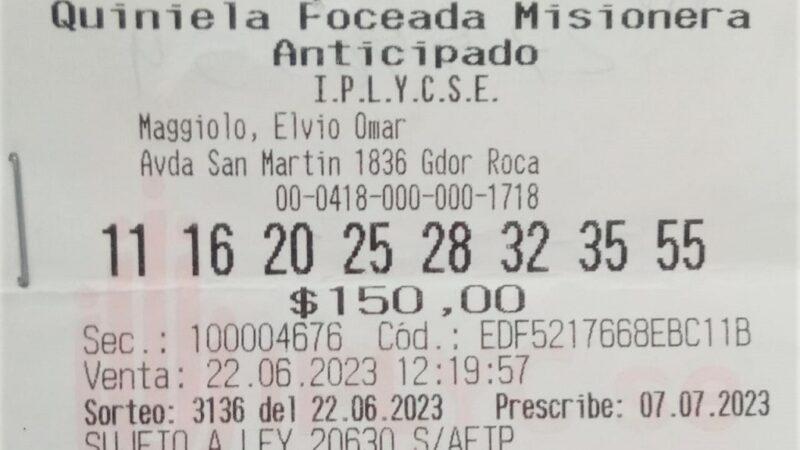 Ticket de la jugada ganadora del pozo de la Poceada, del apostador de Gobernador Roca, que ahora podrá tener su casa propia.