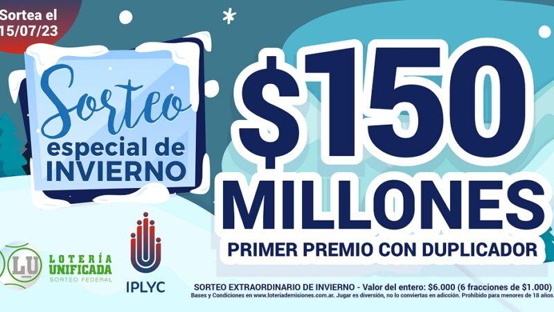 Sorteo especial de invierno de Lotería Unificada. Primer premio con duplicador: 150 millones. Sortea 15 de julio.