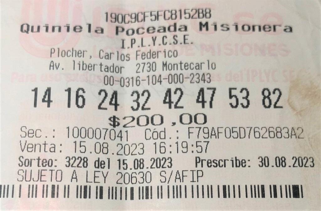 Ticket ganador de más de 50 millones de la Poceada.