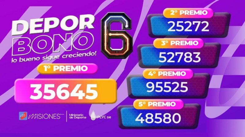 Primer premio del Deporbono 6: 35645, segundo: 25272, tercero: 52783, cuarto: 95525 y quinto: 48580.