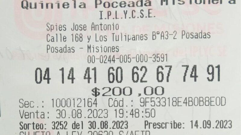 Ticket ganador del premio de la Poceada, de 17.793.728 pesos.