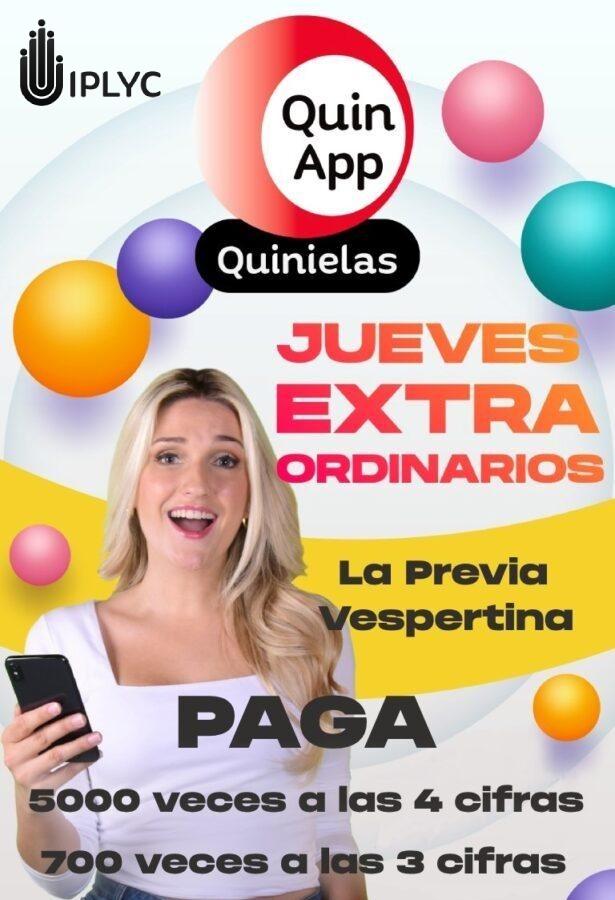Todos los jueves sorteos extraordinarios de la Previa y la Vespertina en apuestas desde la aplicación QuinApp.