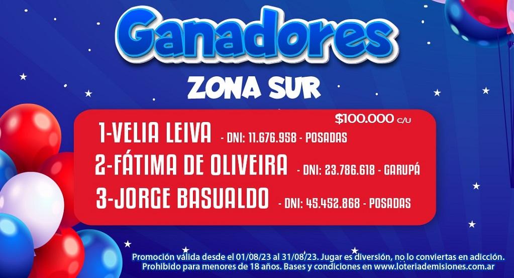 Ganadores del primer sorteo aniversario de la Poceada, zona sur.