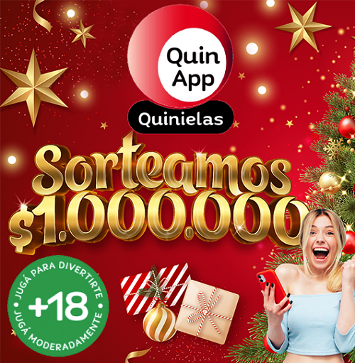 QuinApp sortea 1 millón de pesos entre todas las apuestas mediante la aplicación (más info en este enlace)