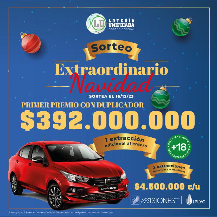 Sorteo extraordinario de Navidad Lotería Unificada, afiche de la promo.