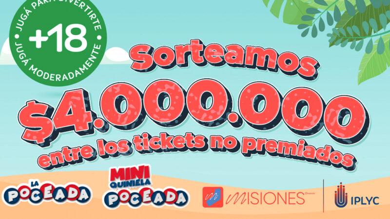 Afiche ilustrativo de la promo de tickets no premiados Poceada y Mini Poceada.