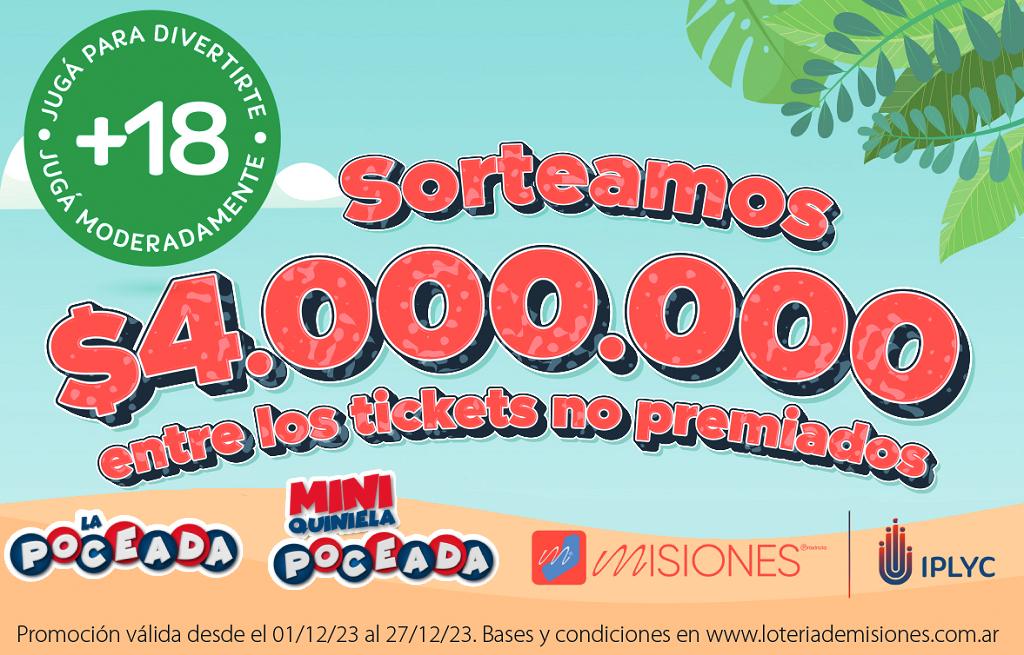 Afiche ilustrativo de la promo de tickets no premiados Poceada y Mini Poceada.