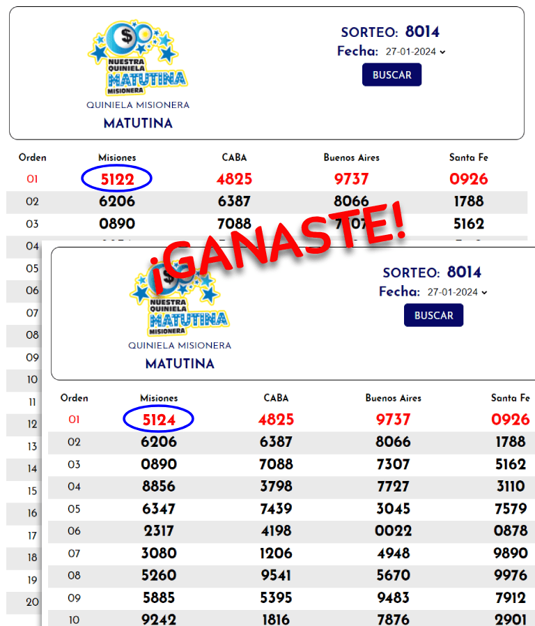 Imagen del extracto ganador para la opción 3.