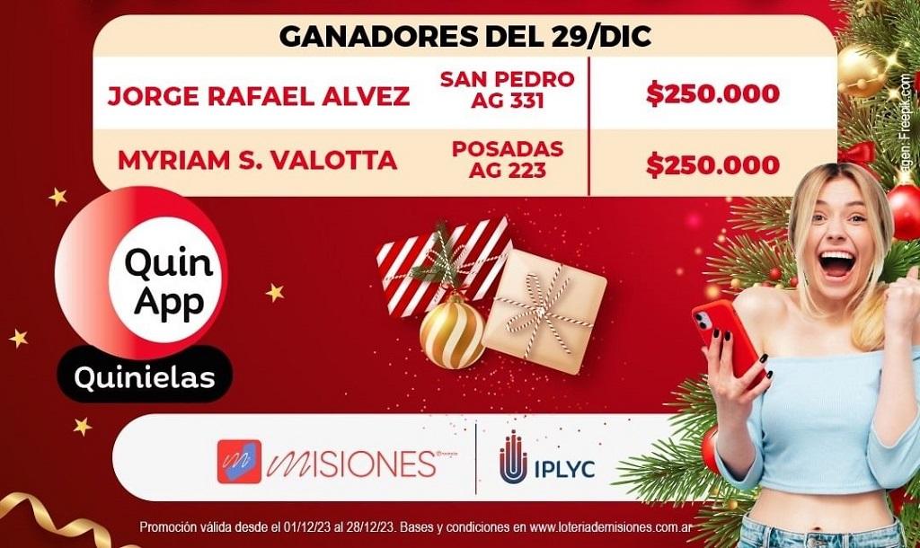 Imagen con grilla de ganadores del segundo sorteo de la promo de QuinApp.