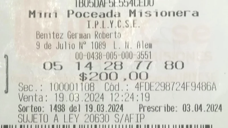 Ticket ganador de la Mini Poceada. Con el premio, el apostador, terminará su casa.