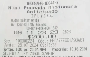 Ticket ganador de la Mini Poceada: "este golpe de suerte es una bendición", dijo el afortunado.