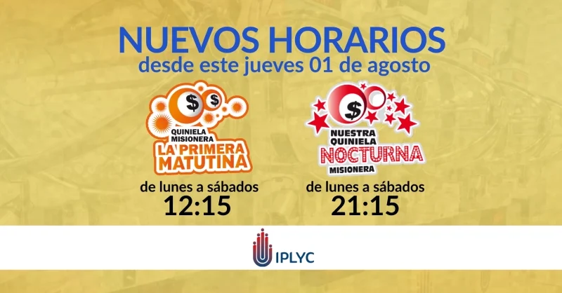 Desde el 1 de agosto modifican horario de sorteo: Primera Matutina a las 12:15 horas, y Nocturna a las 21:15 horas.