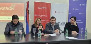Lanzamiento del concurso de cortometrajes: Héctor Decut, Valeria Fiore Cáceres, Ramiro Aranda y Sergio Acosta.