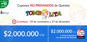 Sorteos de la Tombolita para noviembre y diciembre.