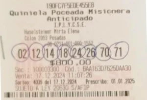 Ticket ganador de la Poceada.