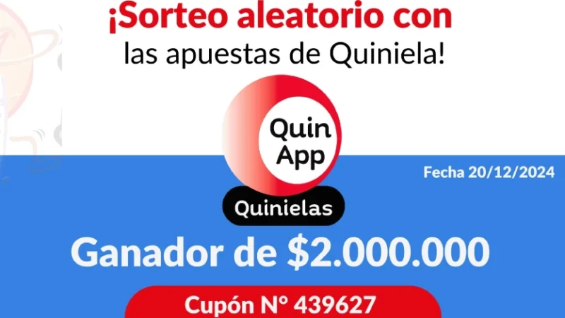 Ganador del sorteo de la Tombolita de QuinaApp de 2 millones de pesos.