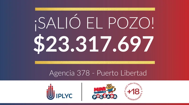 23.317.697 pesos de la Mini Poceada para un apostador de Puerto Libertad.
