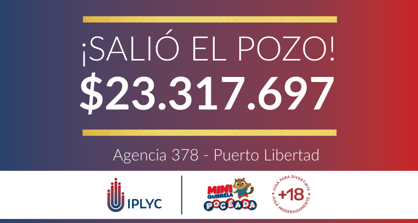 23.317.697 pesos de la Mini Poceada para un apostador de Puerto Libertad.