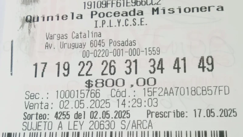 Ticket de la Poceada ganador del pozo histórico.