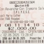 Ticket ganador de los 4 mil millones del Quini 6.
