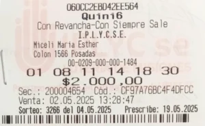 Ticket ganador de los 4 mil millones del Quini 6.