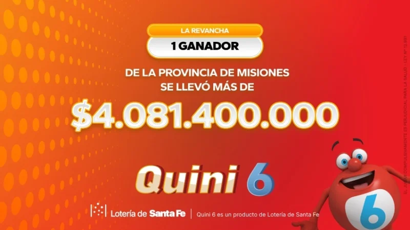 Un apostador de Posadas se llevó más de 4 mil millones con la modalidad “Revancha” del Quini 6.