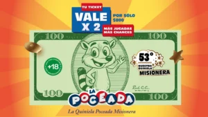 Sorteos Extraordinarios de la Poceada con premios en dólares. Vale x2 por 100 mil y 10 mil dólares.