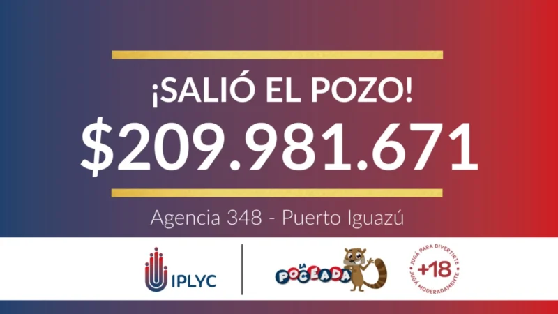 Poceada Misionera: más de 200 millones para un afortunado de Puerto Iguazú.
