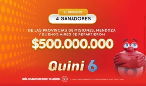 Un ganador de Puerto Iguazú se llevó 500 millones de pesos con el Quini 6.