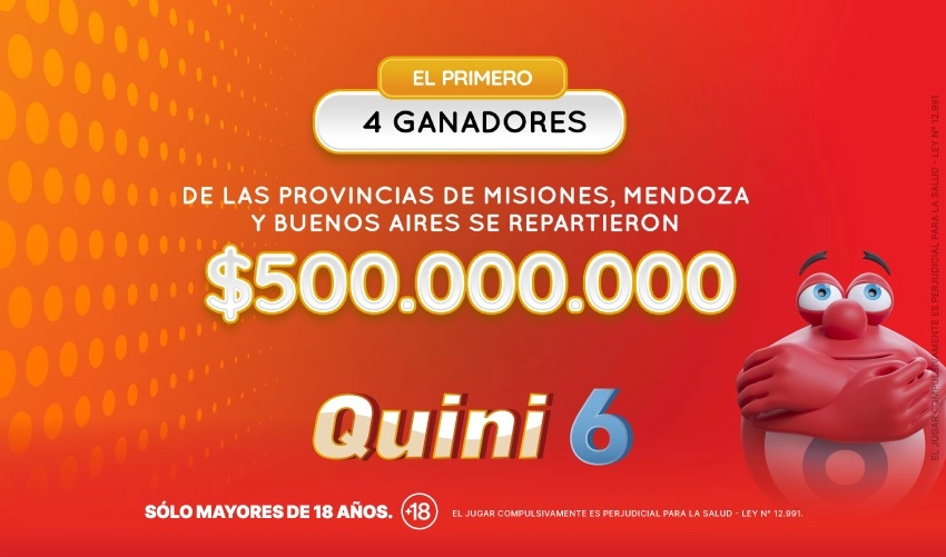 Un ganador de Puerto Iguazú se llevó 500 millones de pesos con el Quini 6.