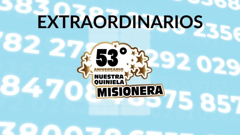 Sorteos extraordinarios por los festejos de la Quiniela Misionera por sus 53 años.