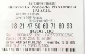 Ticket ganador de los 100.000 dólares.