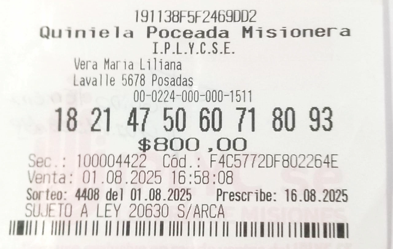 Ticket ganador de los 100.000 dólares.