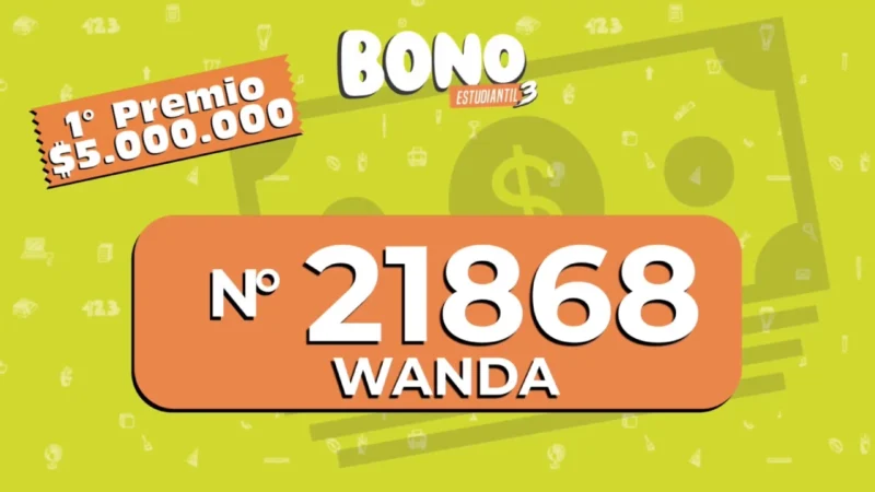 El cupón número 21868, ganador del primer premio del Bono Estudiantil 3, es de Wanda.